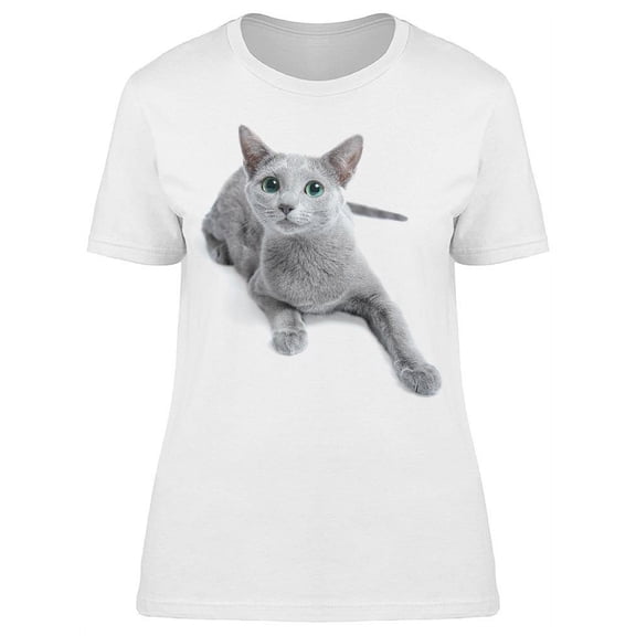 Light Grey Russian Blue Kitty T-Shirt Women -Image by Shutterstock, Female Small