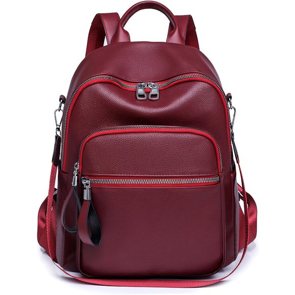 Sunyuer PU Leather Stylish Travel Backpack - Lightweight and Multi Pockets Sports Yoga Bag for Commuting