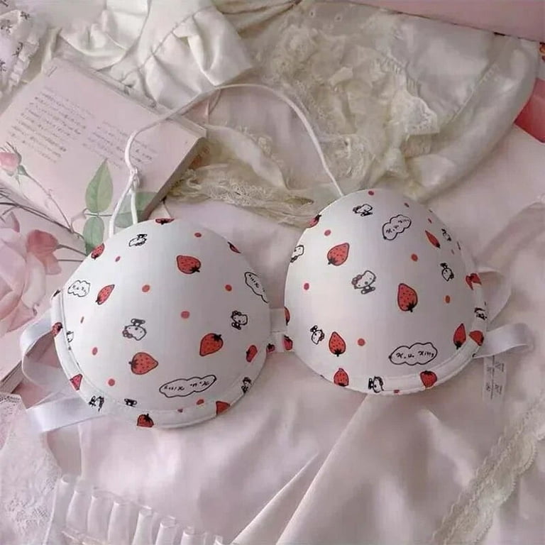 Kawaii Sanrio Hello Kitty Bra Set Sweet Underwear Panties Set Push-Up Bra  Comic Underwear Sexy Pure Desire Girl Birthday Gift 