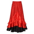 thumbnail image 3 of Sholeno Kids Girls Spanish Flamenco Dance Skirts Polka Dot Ruffle Long Mexican Folklorico Dancewear Red 10, 3 of 7