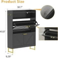 thumbnail image 2 of Shoe Cabinet with 2 Flip Drawers, Freestanding Hidden Shoe Storage Organizer for Entryway, Narrow Slim Shoe Rack Cabinet with Open Storage & Hooks for Front Door Entrance, Living Room, Hallway, Black, 2 of 7