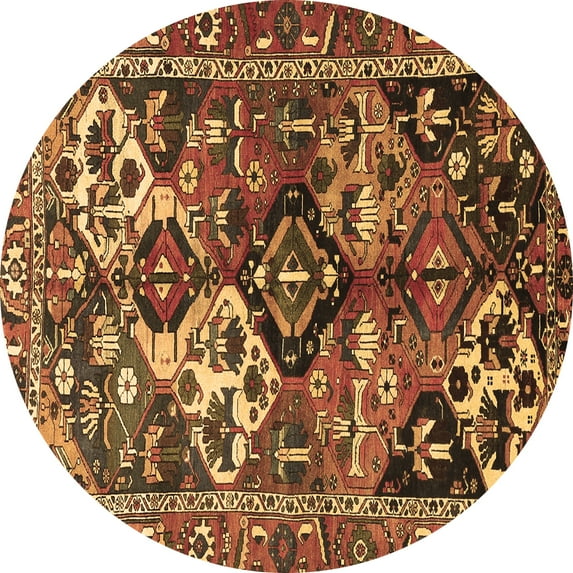 Ahgly Company Indoor Round Persian Brown Traditional Area Rugs, 4' Round