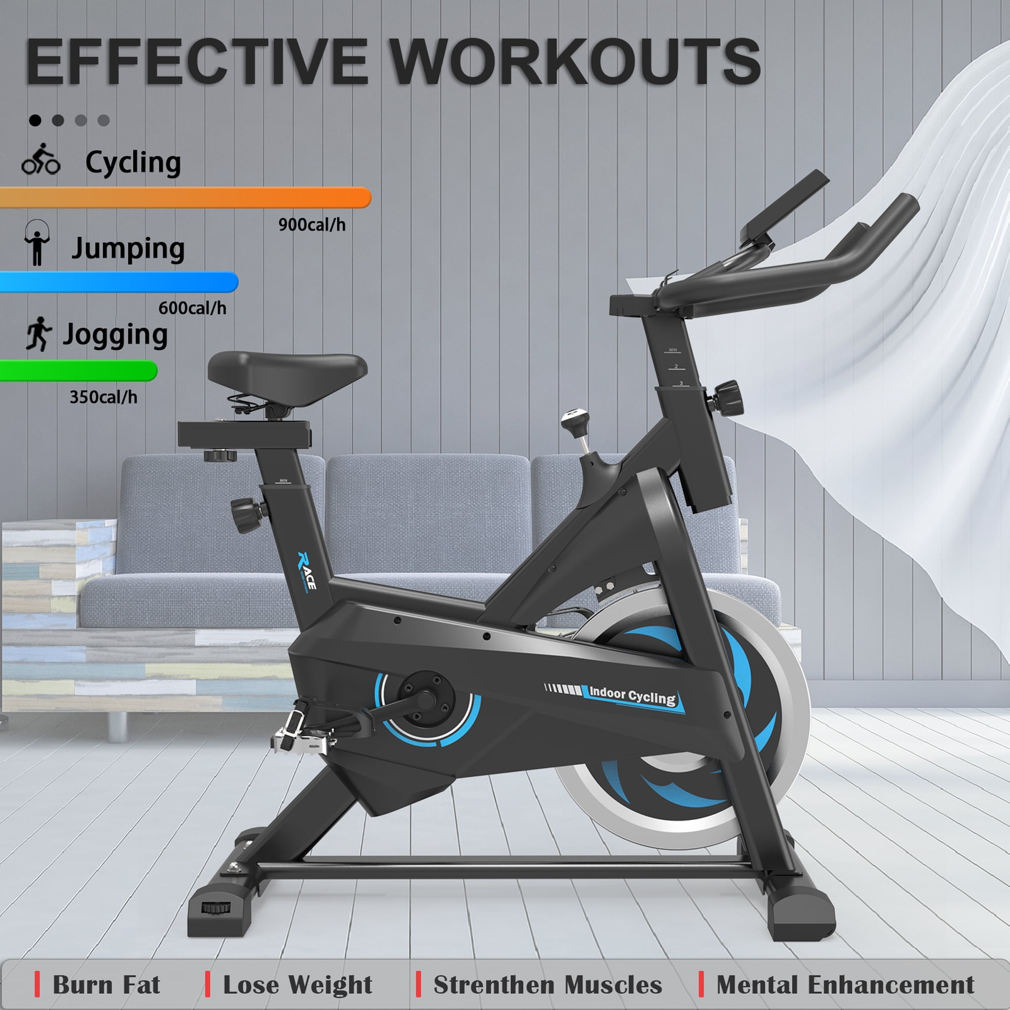 Indoor Cycling Exercise Bike Smooth Exercise Bicycle with Adjustable Seat Bottle Holder LCD Monitor Max 330lbs Upright Bike Belt Drive Bike for Cardio Workout Walmart