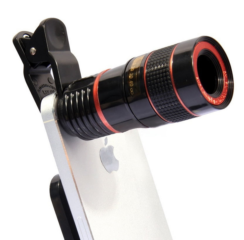 Telescope Camera Lens HD 8X Optical Telescope Camera Lens with Universal Clip Black