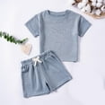 thumbnail image 2 of Kovlvoll Newborn Boy Clothes Summer Sets Short Sleeve Tops Drawstring Elastic Waist Shorts with Pockets Baby Casual Set, 2 of 7