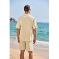thumbnail image 4 of COOFANDY Men's 2 Pieces Linen Set Henley Shirt Short Sleeve and Shorts Summer Beach Yoga Matching Outfits, 4 of 6