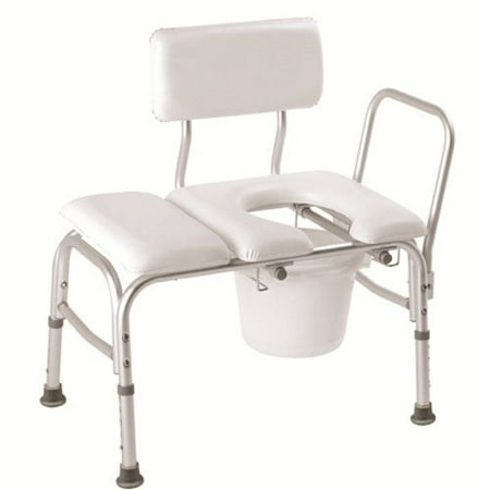 Commode Transfer - Carex Bathtub Transfer Bench Vinyl, Padded with Cut Out and Commode Pail, 300 lb Weight Capacity