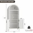 thumbnail image 3 of 5-Tier Arched Bookcase, Bookshelf with Rattan Door & Adjustable Shelves, Home Office Shelf Storage Organizer, Floor Standing Display Storage Shelves, Modern Bookcase for Bedroom/Living Room, 3 of 8