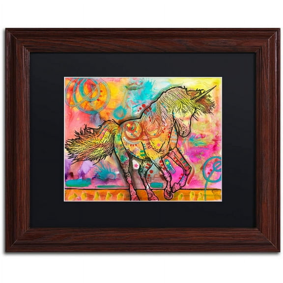 Trademark Fine Art "Unicorn" Canvas Art by Dean Russo, Black Matte, Wood Frame