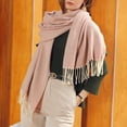 thumbnail image 3 of AWZXDE Women's Solid Color Winter Thick Striped Pattern Shawl Scarf - Cozy & Stylish Fall Wrap Accessory for Her B,A, 3 of 7