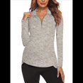thumbnail image 2 of Sudadera Deportiva de Larga con Cremallera de 1/4 y Protección Solar UPF 50+ para Mujer, de Secado Rápido, para Hacer Ejercicio y Senderismo. Caqui XXL, 2 of 8