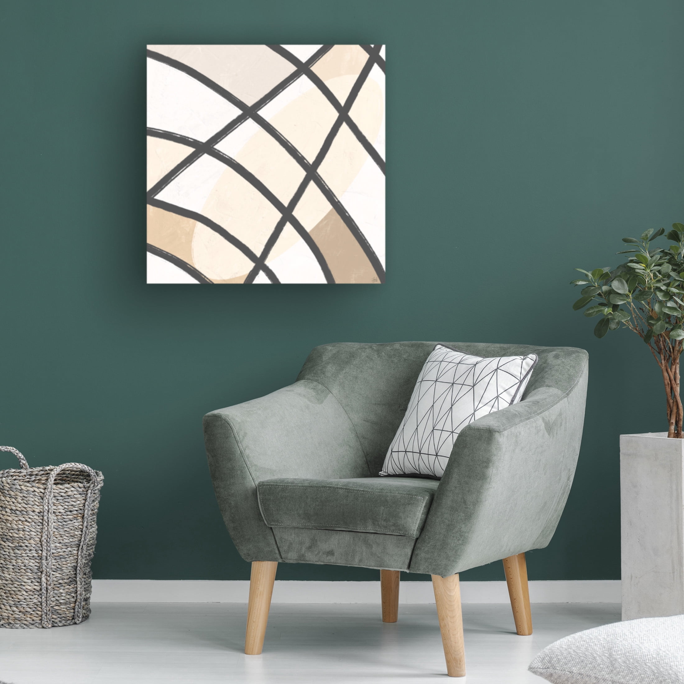 Canvas Wall Art - Line and Brush 'Behind The Grid' Wall Art for Living Room, Bedroom, or Office Décor by Trademark Fine Art - 35 x 35 Inches