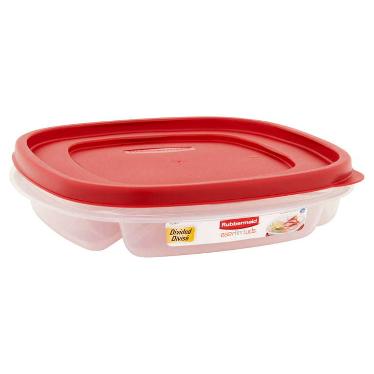 Rubbermaid Easy Find Lids Food Storage Container, 4.8 Cup Divided, Racer  Red 