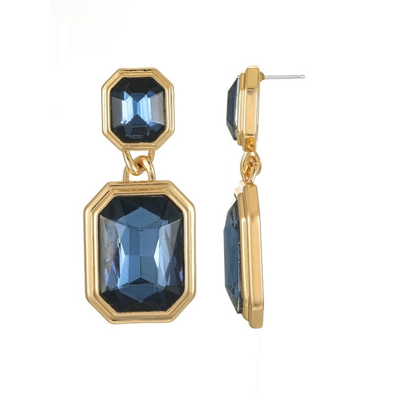 Time and Tru Goldtone Blue Gemstone Statement Earring, Female, 1 Pair