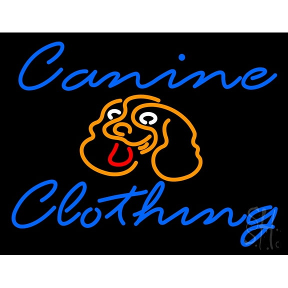 Canine Clothing LED Neon Sign 24" Tall x 31" Wide - inches, Black Square Cut Acrylic Backing, with Dimmer - Bright and Premium built indoor LED Neon Sign for Storefront.