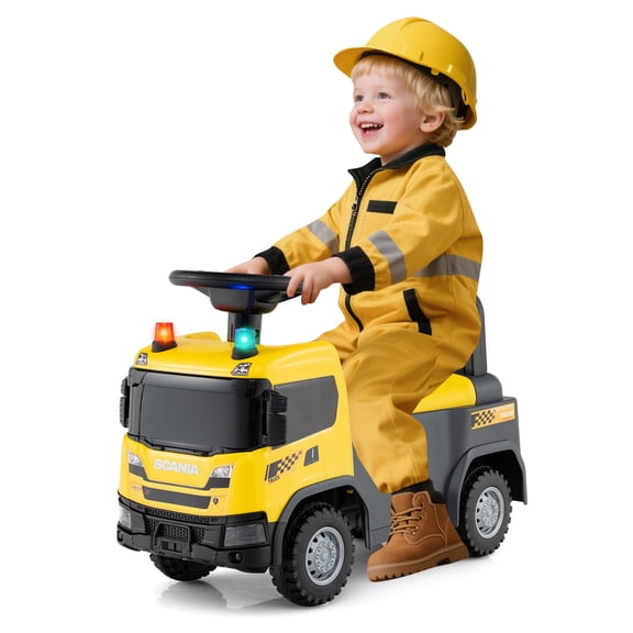 Infans Licensed Scania Toy Construction Truck w/ Lights Sounds & Under-Seat Storage