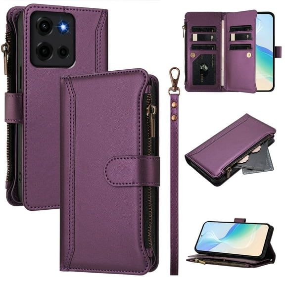 for Motorola G15 Power G15 G14 G04 Wallet Phone Case with Magnetic Zipper Closed Credit Card Slot Shockproof Phone Case