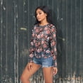 thumbnail image 6 of Ice Silk Mesh Long Sleeve Top Cooling Comfort Women's Crewneck Mesh Tops Casual Shirt Large Pink Roses X-Large, 6 of 6
