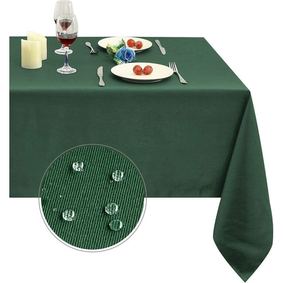 210GSM Rectangle Table Cloth - Heavy Duty Water Resistance Microfiber Tablecloth, Decorative Fabric Table Cover for Outdoor and Indoor Use (Blackish Green,60 x 60 Inch)