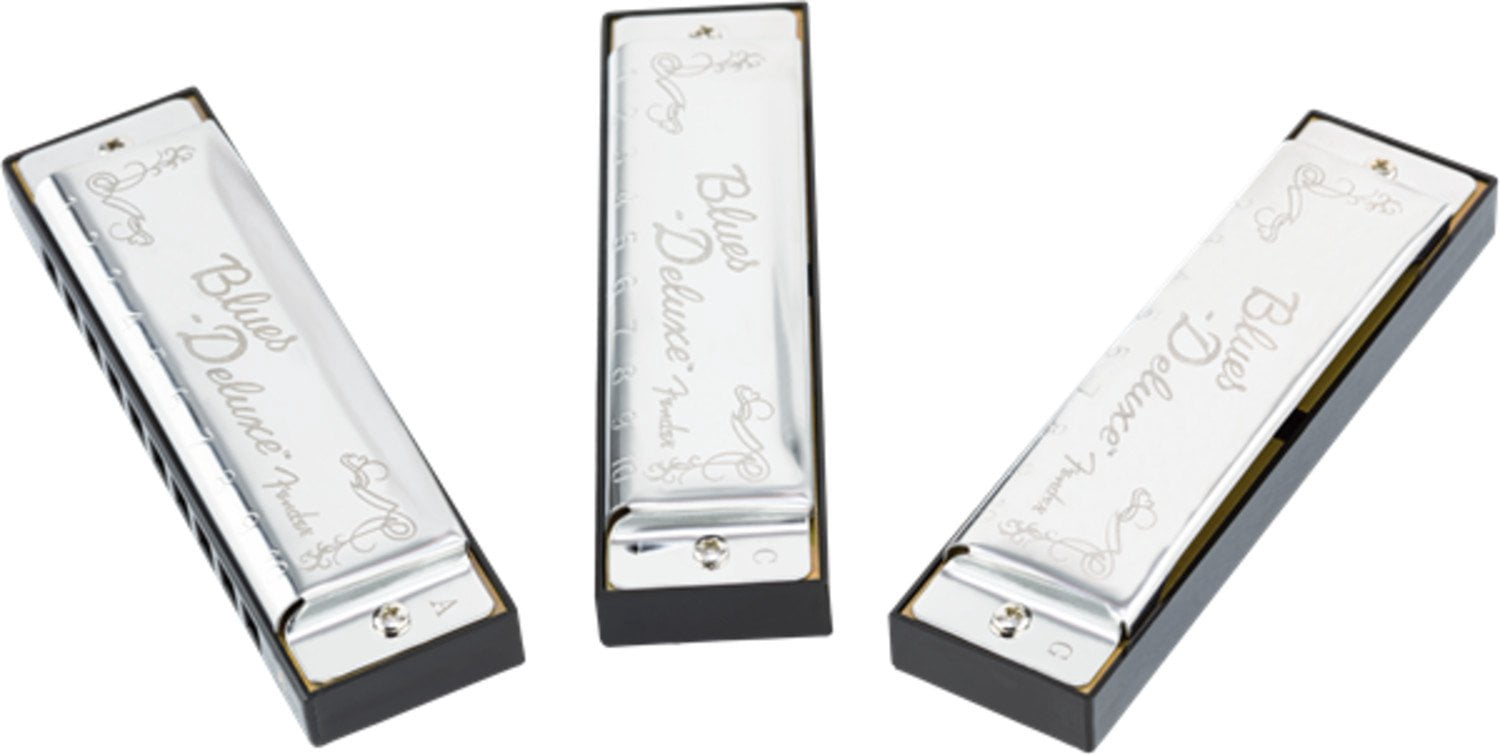 Fender Model Blues Deluxe 3 Pack of Harmonicas in the Keys of C , G & A