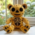 thumbnail image 2 of 7.8in Skeleton Pattern Bobo Bear Plush Toy, Goth Style Animal Figurine for Home Decor, Decorative Bear Doll with Bone Graphic, 2 of 3