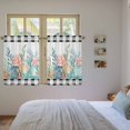 thumbnail image 3 of Coastal Corals Shells Kitchen Curtains 45 Inch Length, Ocean Marine Life Sstarfish Black Plaid Tiers Curtains for Bathroom Bedroom Cafe, Light Filtering Window Treatment Drapes 2 Panels 42"Wx45"L, 3 of 8