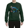 thumbnail image 2 of Trippy California Rainbow Neon Wolf Mountain Silhouette | Mens Animal Lover Crewneck Graphic Sweatshirt, Forest Green, X-Large, 2 of 4