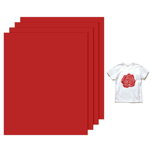 Uxcell 4 Hojas Vinilo Puff 3D Transferencia de Calor 12x10 Pulgadas Rojo para Camisetas y Proyectos de Tela DIY