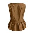 thumbnail image 5 of Kukoosong Women's Button Down Sleeveless Peplum Tank Tops, Ruffle Flared Hem Blouse, Lightweight Casual Vest Shirts for Summer Office Beach Daily Outfits, 5 of 7