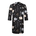 thumbnail image 5 of YDKZYMD Dresses for Older Women Summer Floral Casual Mini Sundress Button Up V Neck Bell Swing Dress Loose 3/4 Sleeve Flowy T-Shirt Dress Black S, 5 of 5