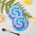 thumbnail image 3 of Tie Dye Purple Blue Spiral Drinks Coasters, Non-Scratch Cork Base Round Cups Mats for for Wooden Coffee Table, Cool Housewarming Gift for Home Decor, 3 of 7