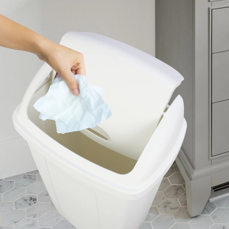 Xiaopangcheng 13 Gallon Swing Top Kitchen Trash Can - Plastic, Removable Lid - 1pc, Black — Residential Use, Standard Application
