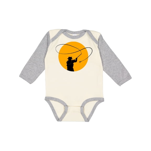Inktastic Fly Fishing Sun Silhouette Boys or Girls Long Sleeve Baby Bodysuit