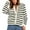 Beige, variant on Women's Striped Cardigan Sweater Button Down Knit Loose Top Long Sleeve Casual Jacket with Pockets Crew Neck Winter Short Coat (Beige L)