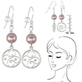 thumbnail image 3 of One Pair Handmade Round Filigree Sterling Silver Beaded Earrings - Rose Pearl, 3 of 3