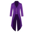 thumbnail image 4 of LANGWYQU Long Sleeved Men V-Neck Solid Vintage Costume Jacket Trench Coat, 4 of 5