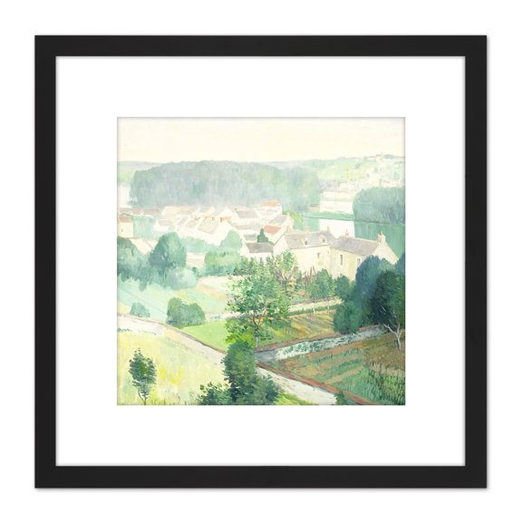 Van Blaaderen The Village Of Sannois Painting 8X8 Inch Square Wooden Framed Wall Art Print Picture with Mount