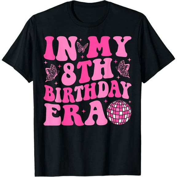 Groovy In My 8th Birthday Era Eight 8 years Old Birthday Vintage Gifts T-shirt