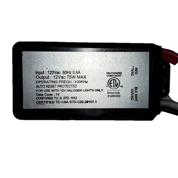 HC Lighting - Halogen/Xenon Electronic Transformer 75 Watt Max output 120 Volt Input / 12 Volt Out Put Potted Transformer
