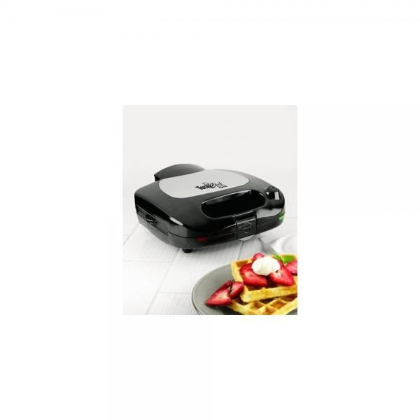 Total Chef 4-in-1 Grill Waffle Maker Sandwich Press Open, Electric Griddle, Black