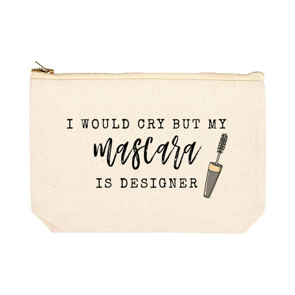 Koyal Wholesale Funny Makeup Bag Canvas Cosmetic Bag with Zipper I Would Cry But My Mascara Is Designer Makeup Pouch