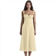thumbnail image 3 of Vestido Bohemio de Verano para Mujer, Estilo Midi con Corsé, Informal, con Tirantes Finos y Cordones, Estilo Fluido Amarillo L, 3 of 7