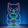 thumbnail image 5 of Handmadetneonsign Cat Drinks Bubble Tea Neon Sign, Cat Neon Light Wall Art Decor, Coffee Cafe Tea Wall Decor, 5 of 5