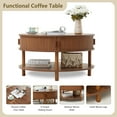 thumbnail image 6 of Wirrytor 31 inch Walnut Round Coffee Table for Living Room with Hiddern Storage, Farmhouse Circle Coffee Table with 2-Tier Open Storage Shelf, Modern Center Table, 6 of 10