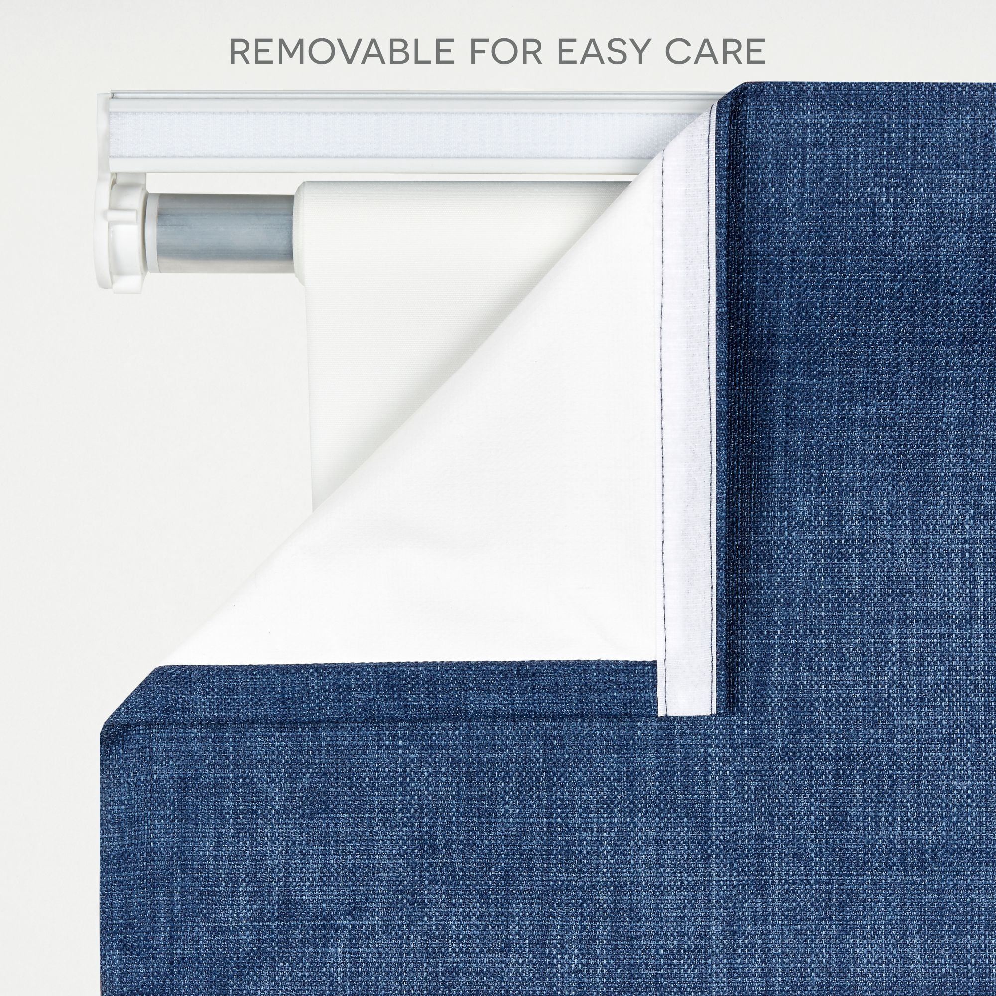Exclusive Home Acadia 100% Blackout Roman Shade, 27"x64", Chambray Blue