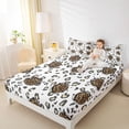 thumbnail image 4 of Feelyou Brown Strawberry Kids Full Size Sheets, Fashion Leopard Print Bed Sheets, 4pcs, 4 of 7
