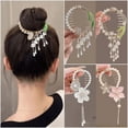 thumbnail image 2 of Horquilla con borlas y flores de perlas para el pelo, pinza para el pelo con forma de disco en la parte posterior, accesorio para el pelo de alta calidad para mujer, 2 of 6