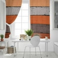 thumbnail image 5 of Fsddascl Orange Wooden Blackout Curtains for Bedroom/Living Room, Thermal Insulated Kitchen Curtains, Grey Stripe Gradient Country Rustic Grain Grommet Darkening Window Treatment Drapes 42"x45"x2, 5 of 8