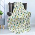 thumbnail image 4 of Hipster Soft Flannel Fleece Throw Blanket, Doodle Pineapple Pattern with Glasses Nerd Fruits Healthy Life Pastel Print, Cozy Plush for Indoor and Outdoor Use, 70" x 90", Multicolour, by Ambesonne, 4 of 5