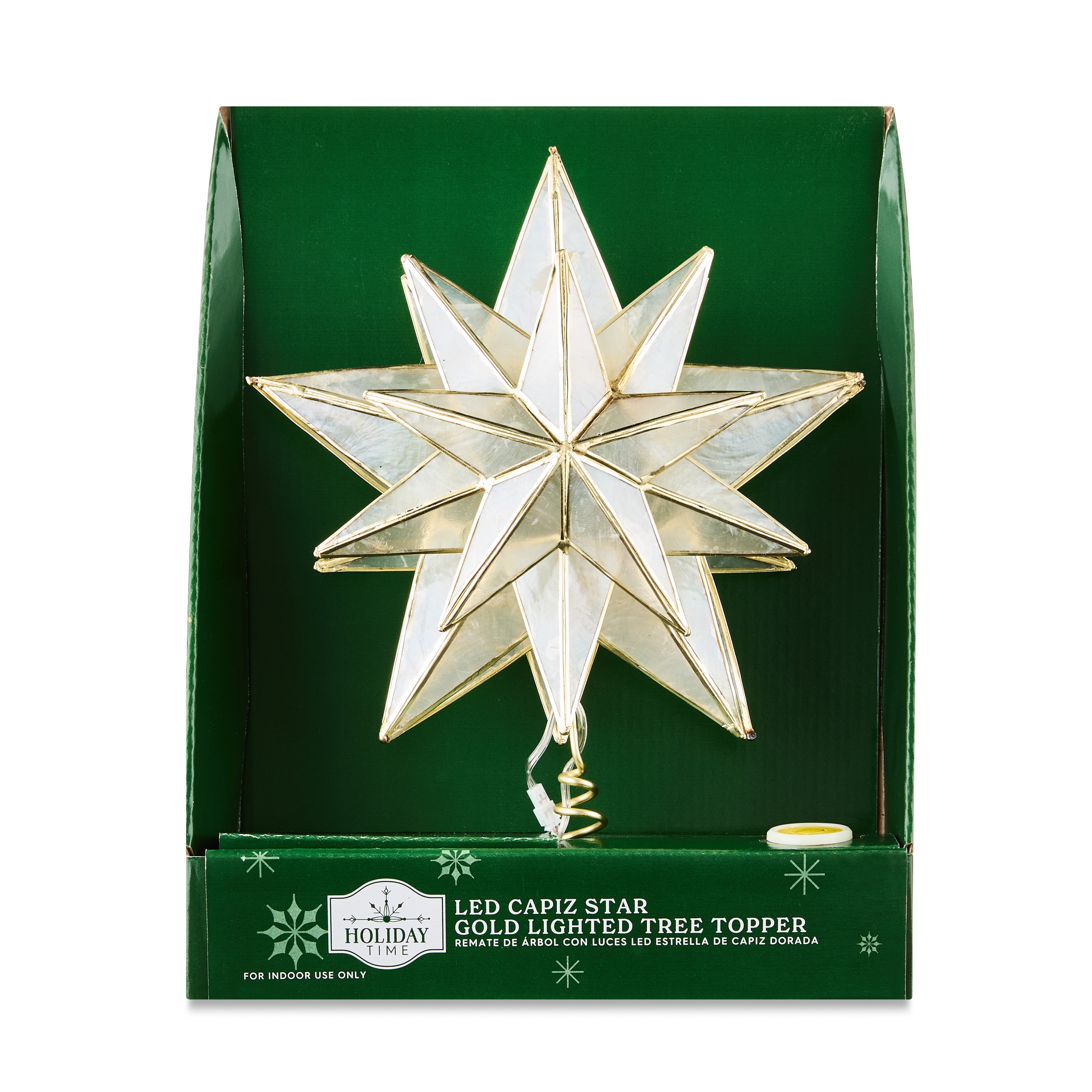 Holiday Time - Brandclub - Light-Up LED Gold Capiz Star Christmas